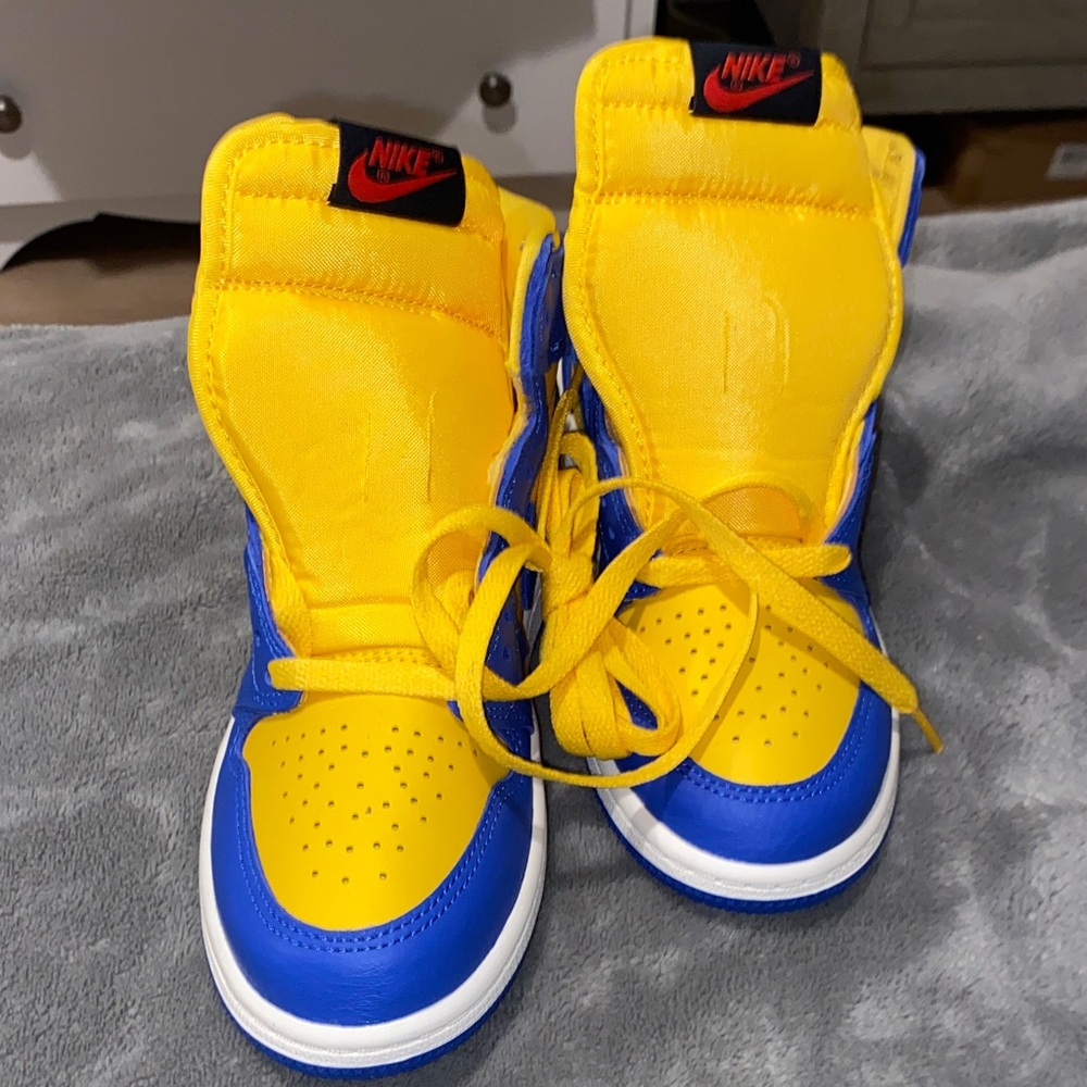 Nike Kids Blue and Yellow High-Top Sneakers
